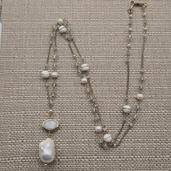 Jewelry - 38 Inch Sterling Silver Large Genuine Pearl Long Necklace B499